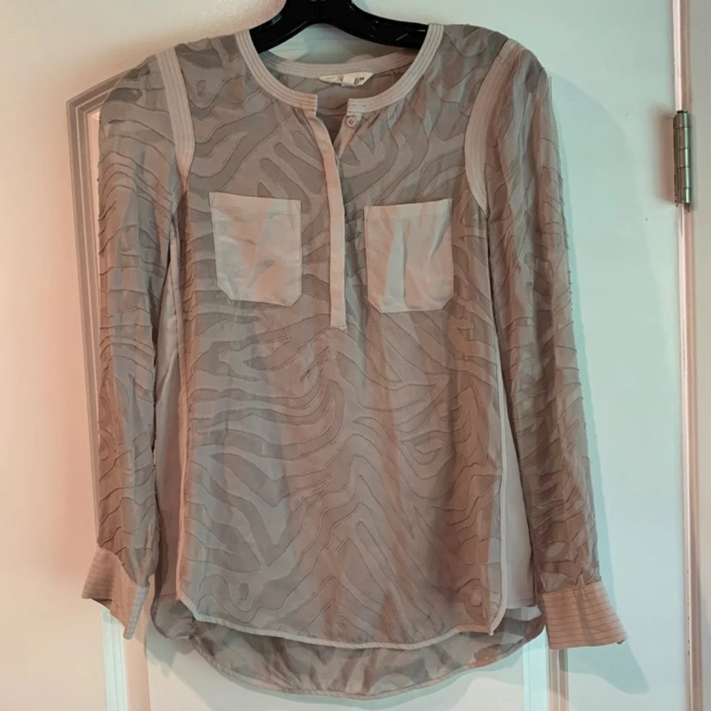 Rebecca Taylor zebra sheer pattern blouse